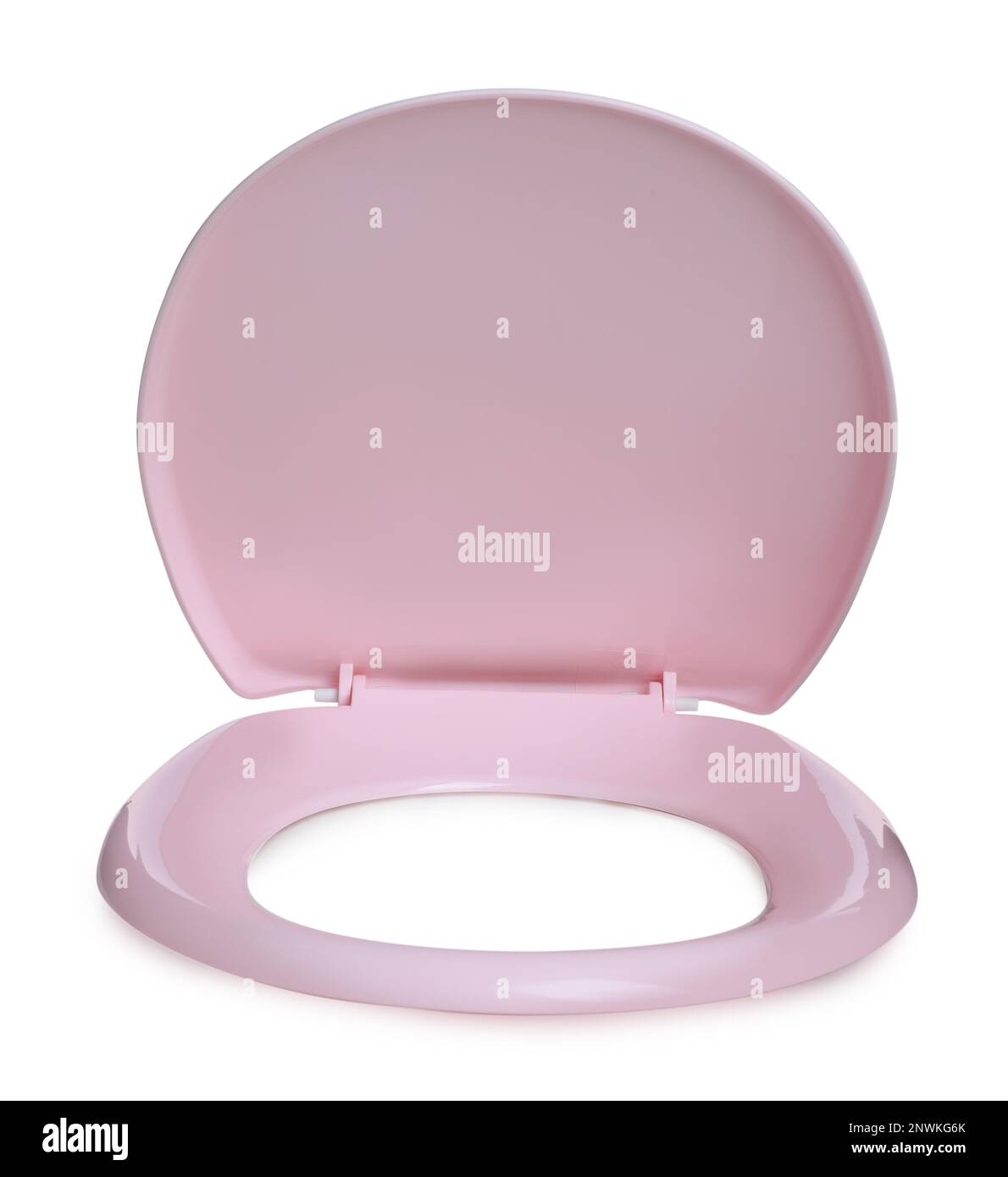 New pink plastic toilet seat isolated on white Stock Photo Alamy
