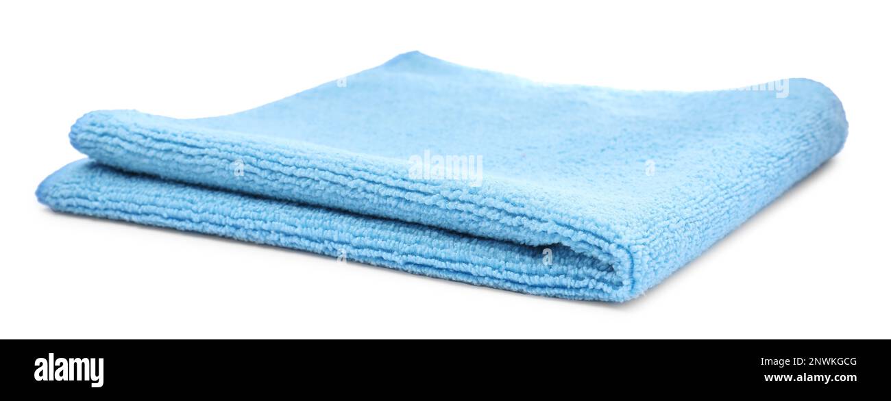 Light blue microfiber cloth isolated on white Stock Photo