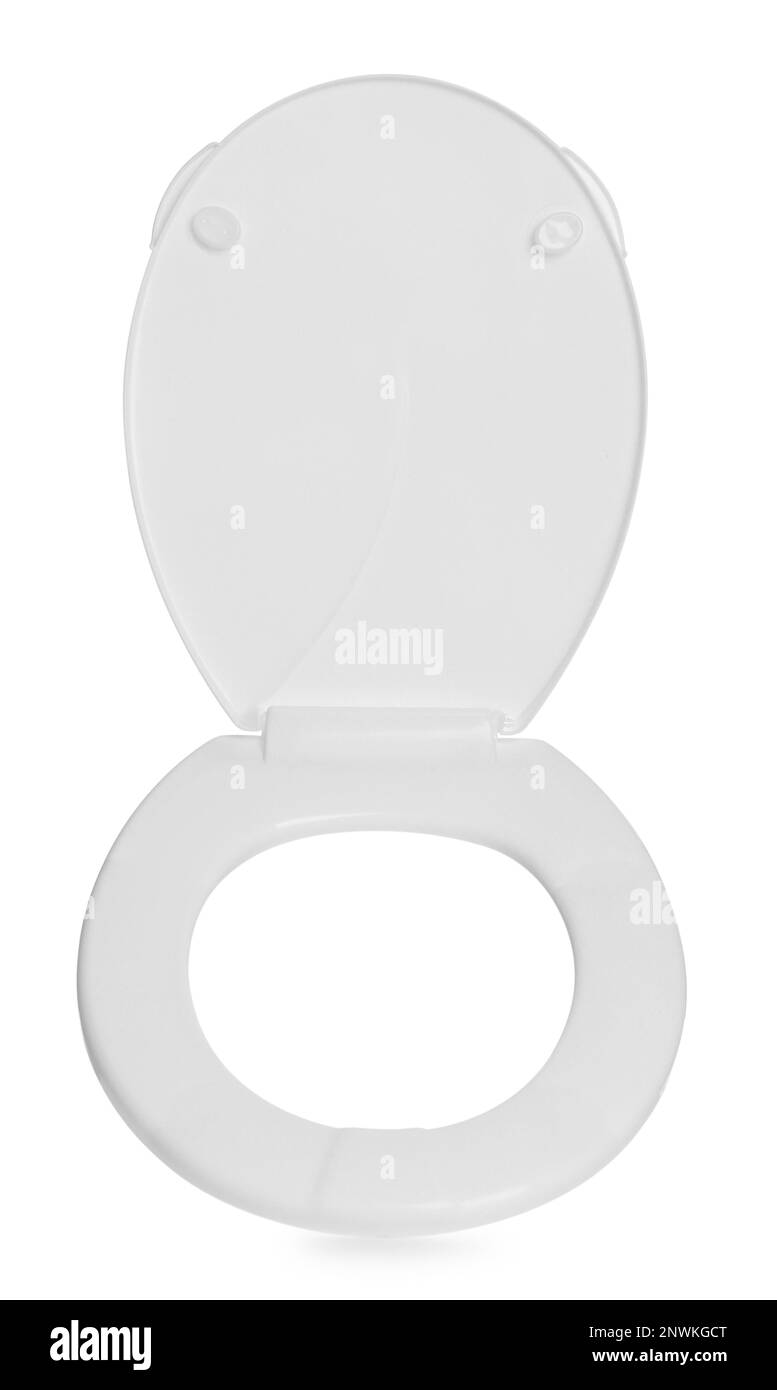New plastic toilet seat isolated on white Stock Photo Alamy