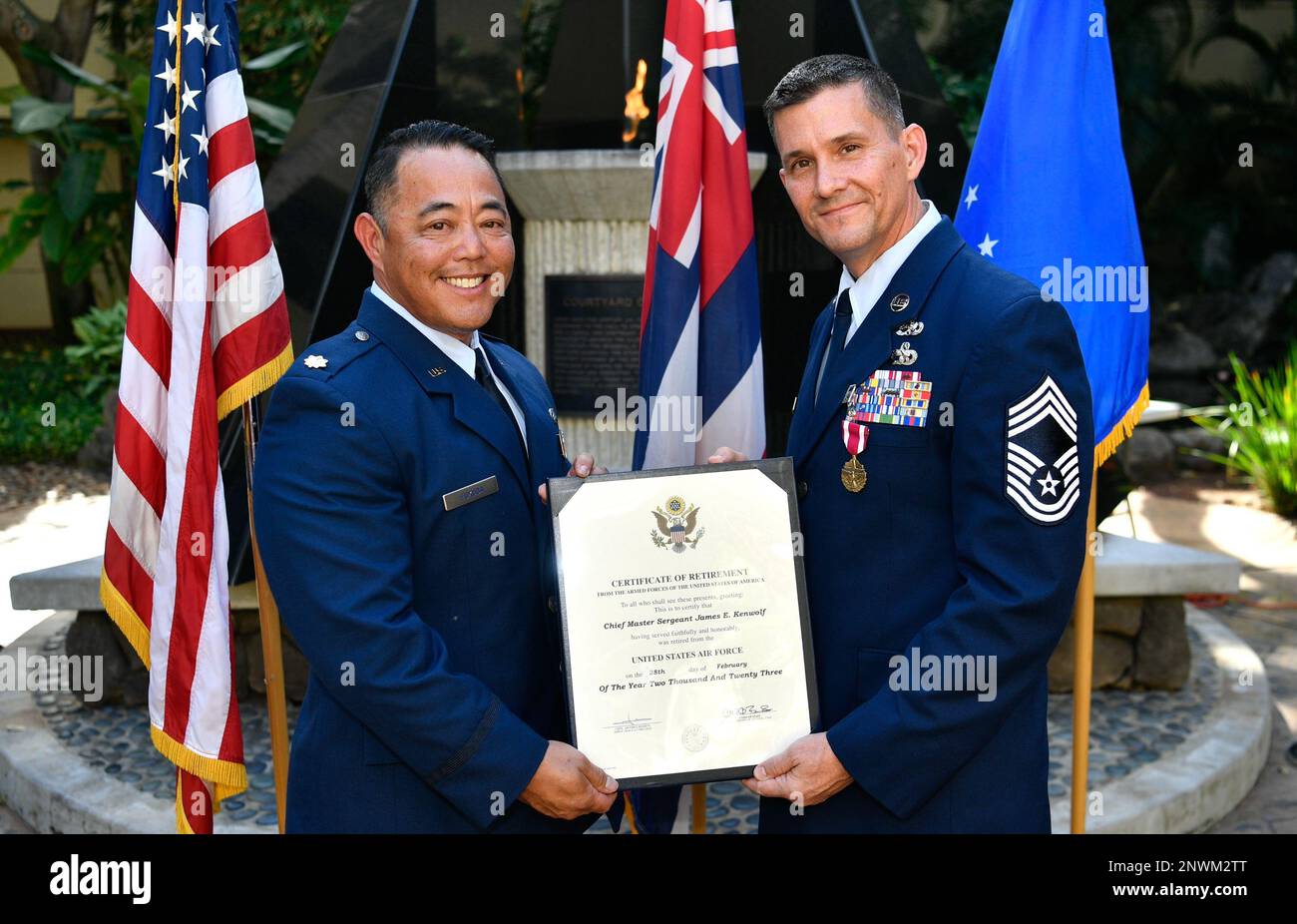 Chief Master Sgt. James Kenwolf retired on Feb. 5, 2023 at Joint Base