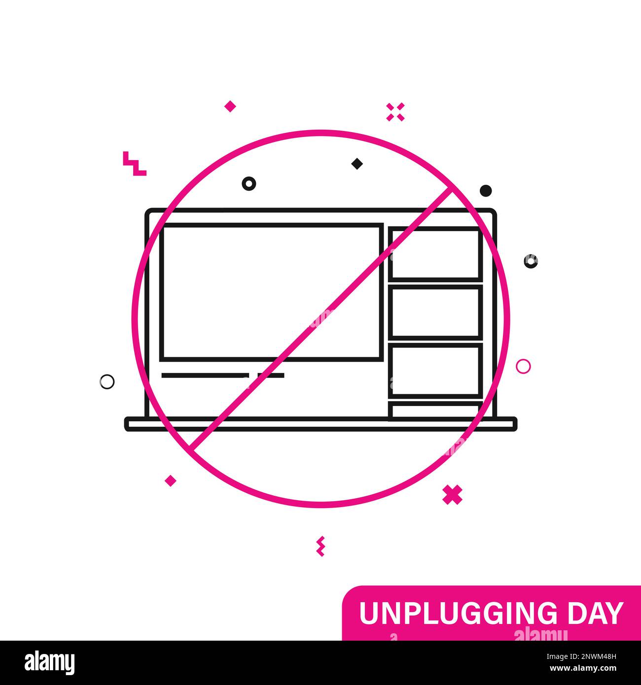National Day of Unplugging. Turn off devices. Line flat symbol Stock Vector