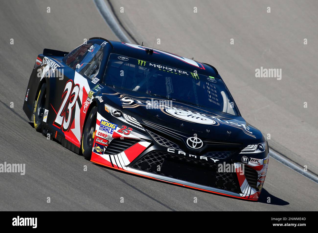 J.J. Yeley, BK Racing, Toyota Camry Tennessee XXX Moonshine during practice  for the Monster Energy NASCAR Cup Series South Point 400 race at Las Vegas  Motor Speedway, Friday, September 14, 2018, in