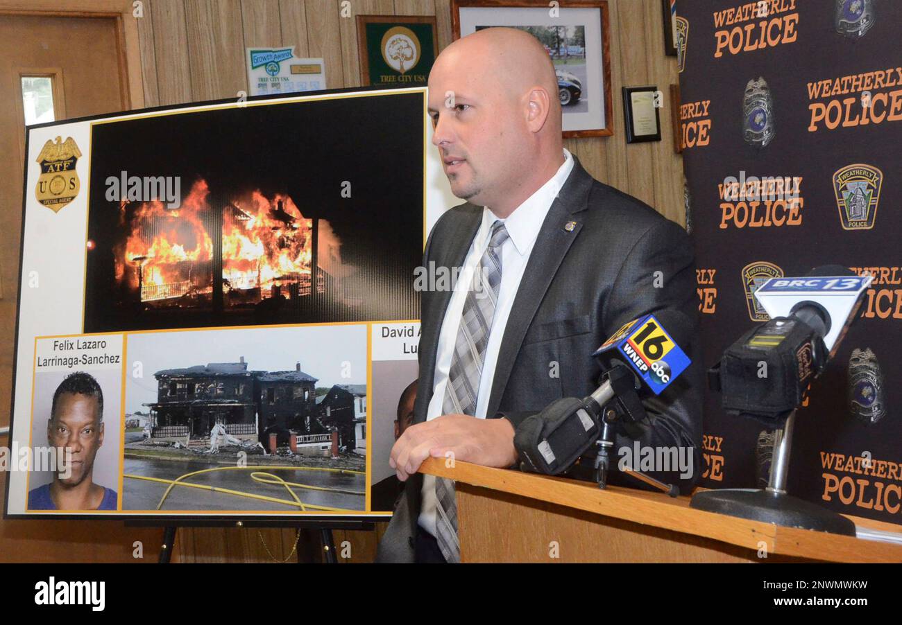 Weatherly Police Sgt. Michael Bogart talks about an arson fire during a