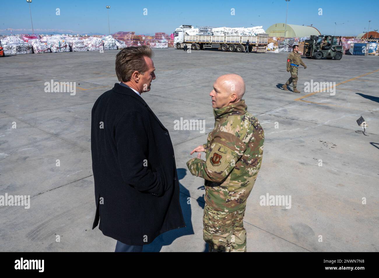 U.S. Ambassador Jeffry Flake, U.S. Ambassador to Türkiye, left, speaks ...