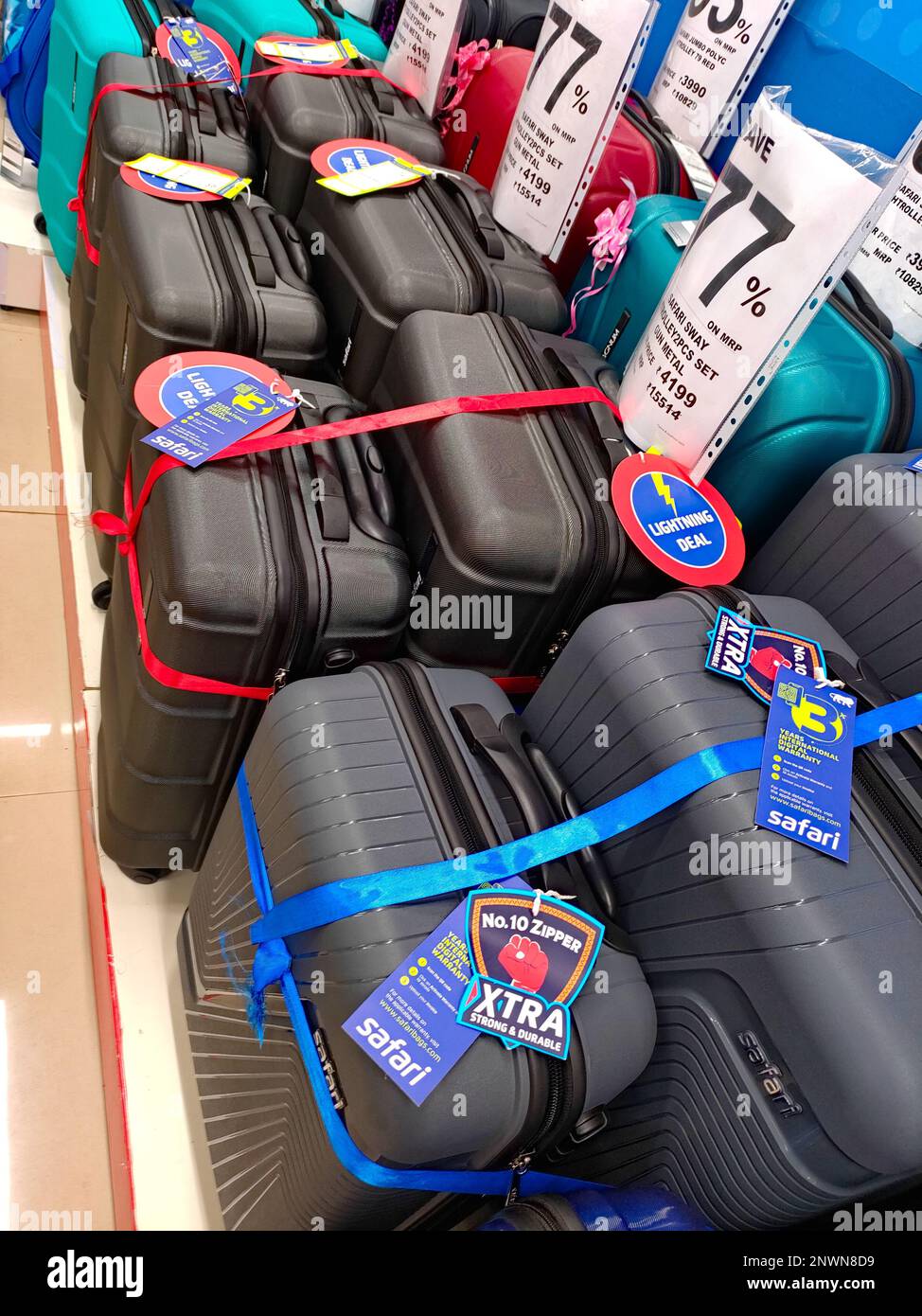 varieties of briefcases for sale in shopping mall Stock Photo Alamy