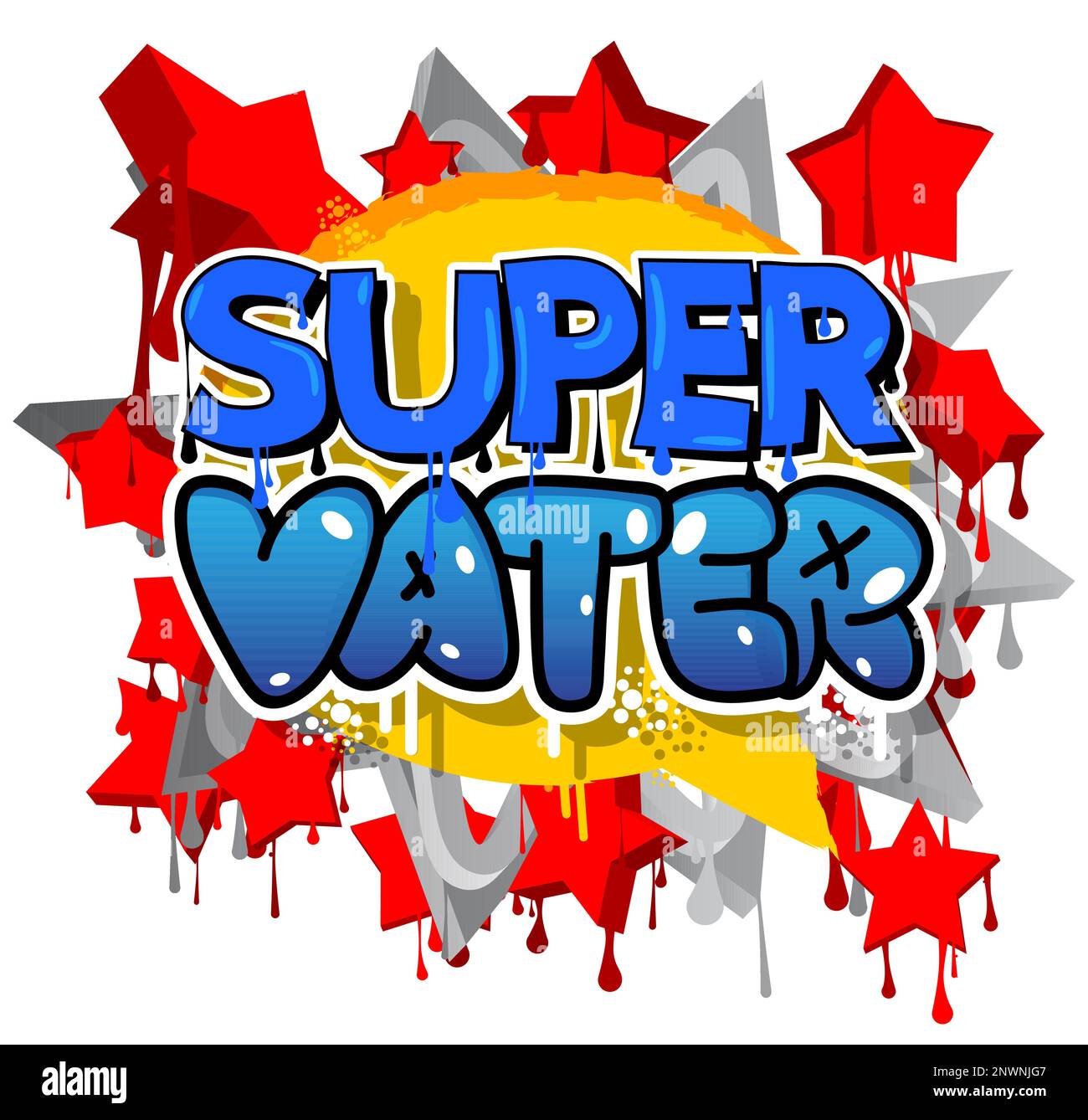 German words for Super Vater means Super Father. Graffiti tag. Abstract modern street art decoration performed in urban painting style. Stock Vector