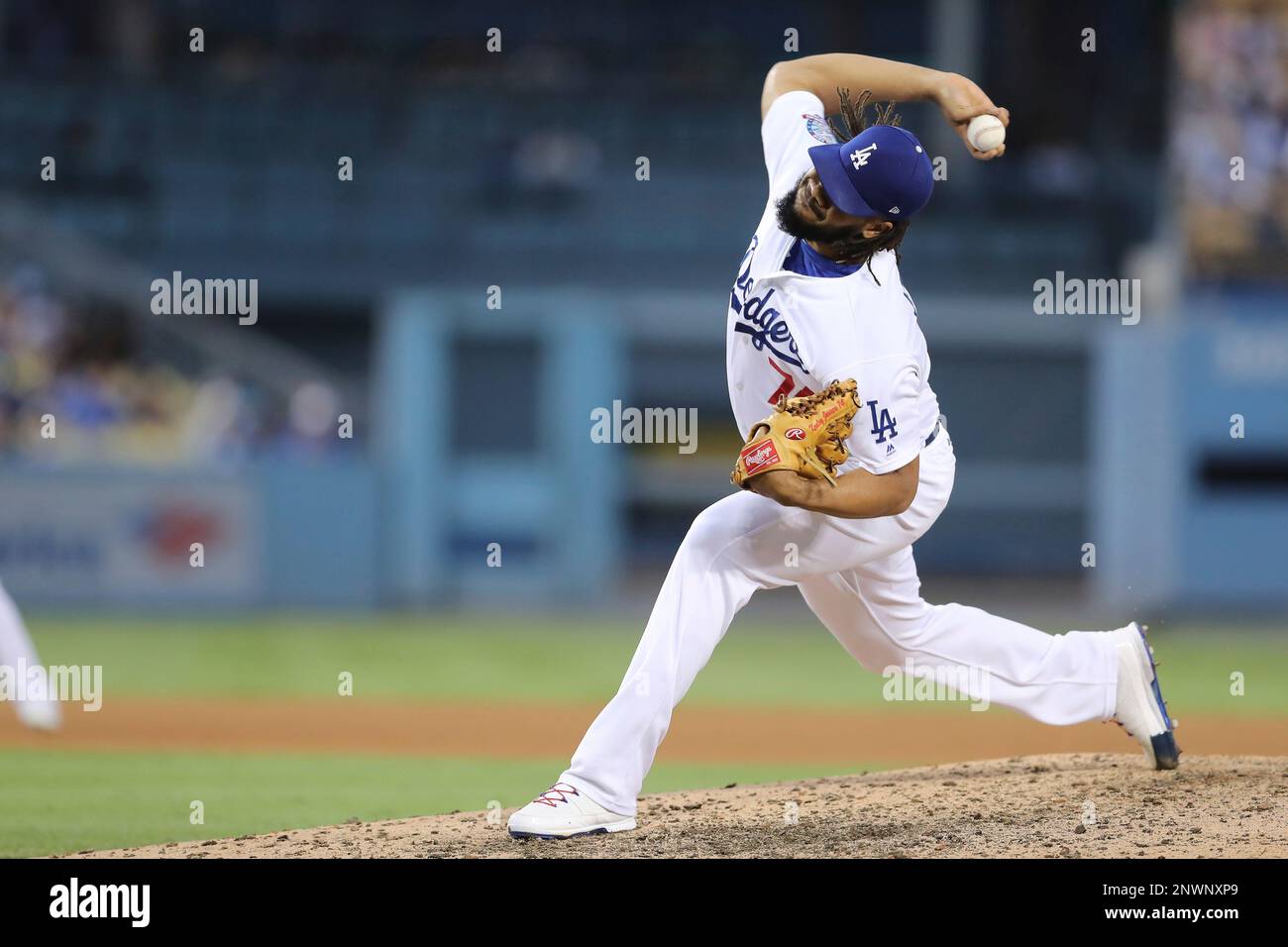 Los Angeles, CA, USA. 7th June, 2017. Los Angeles Dodgers relief pitcher  Kenley Jansen #74 gets the save as he pitches in relief in the game between  the Washington Nationals and the