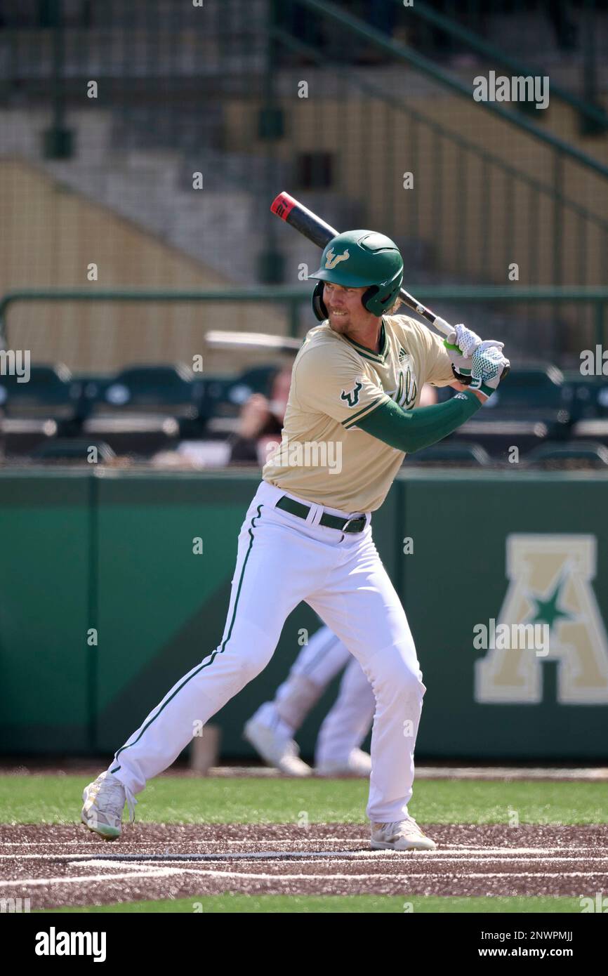 USF Bulls Drew Brutcher (18) bats during an NCAA baseball game against