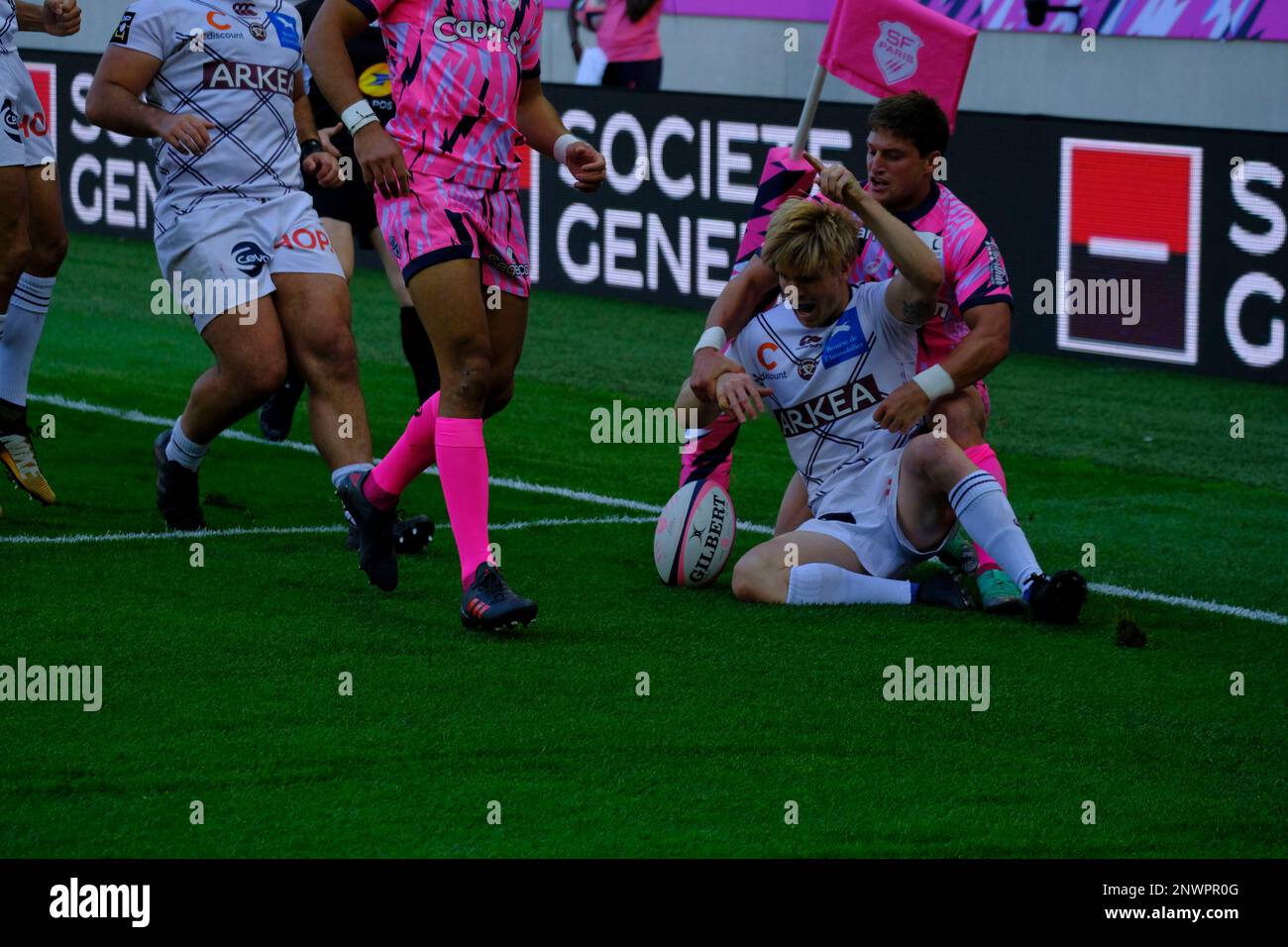 September 1, 2018 - Paris, France - Bordeaux-Begles Wing BLAIR CONNOR in  action during the French rugby championship Top 14 match between Stade  Francais and Bordeaux-Begles at Jean Bouin Stadium in Paris -