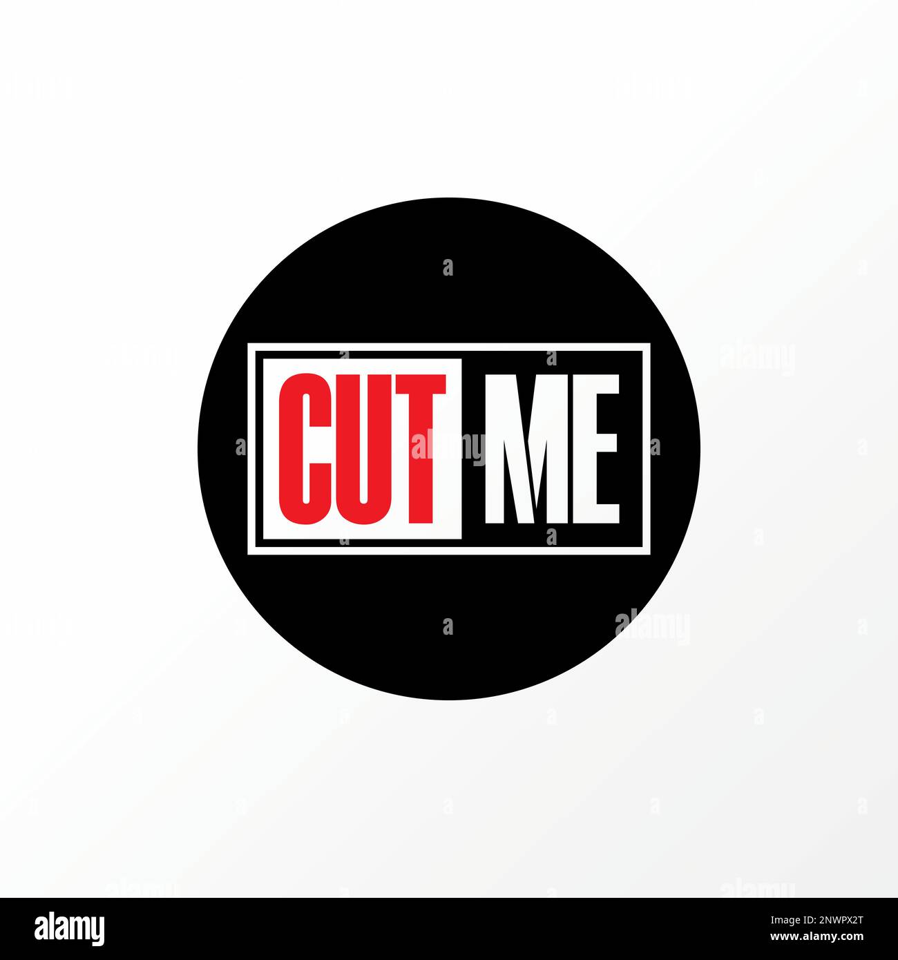 Unique but simple letter or writing CUT ME sans serif font on 