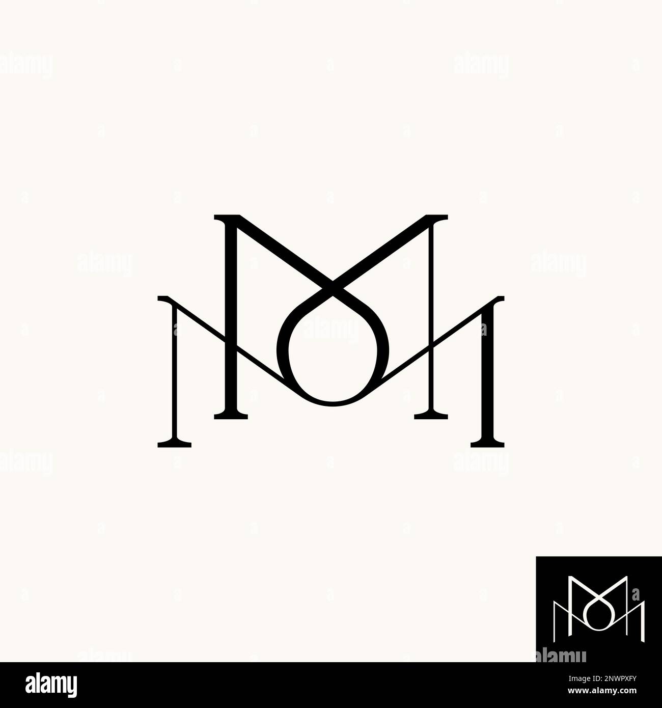 Simple letter or word MM or PM line thin serif font like pattern