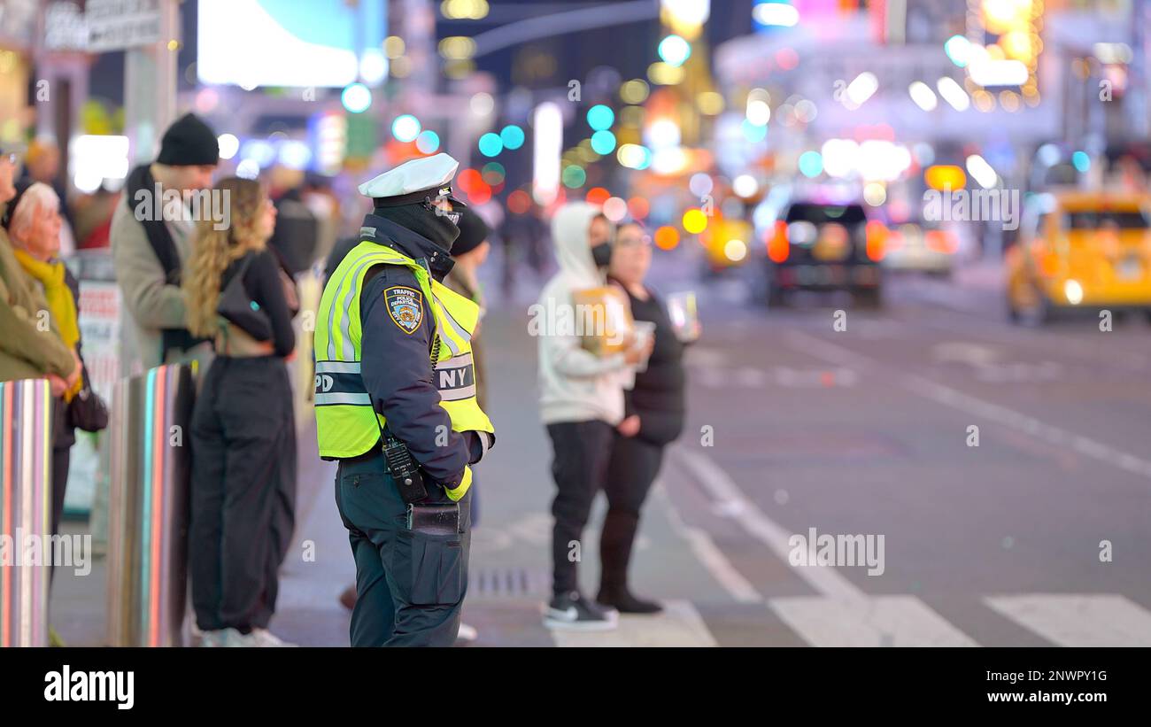 NYPD Traffic officer at Times Square - NEW YORK CITY, USA - FEBRUARY 14 ...