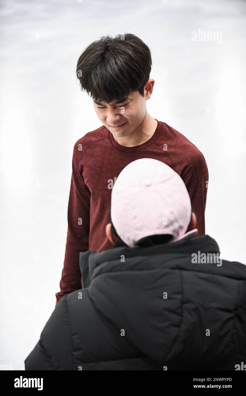 Yudong CHEN (CHN), during Men Practice, at the ISU World Junior Figure Skating Championships