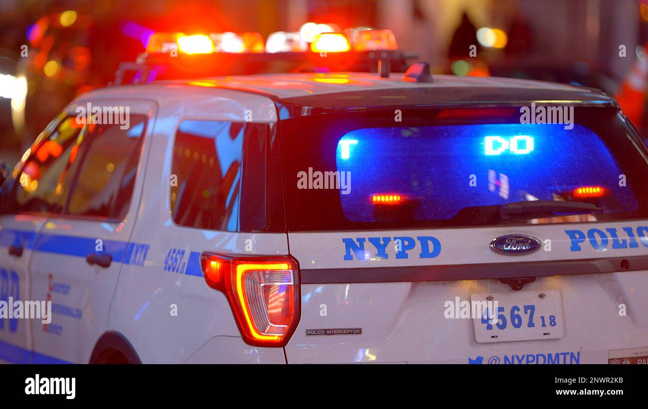 NYPD New York Police Car on duty NEW YORK CITY, USA FEBRUARY 14