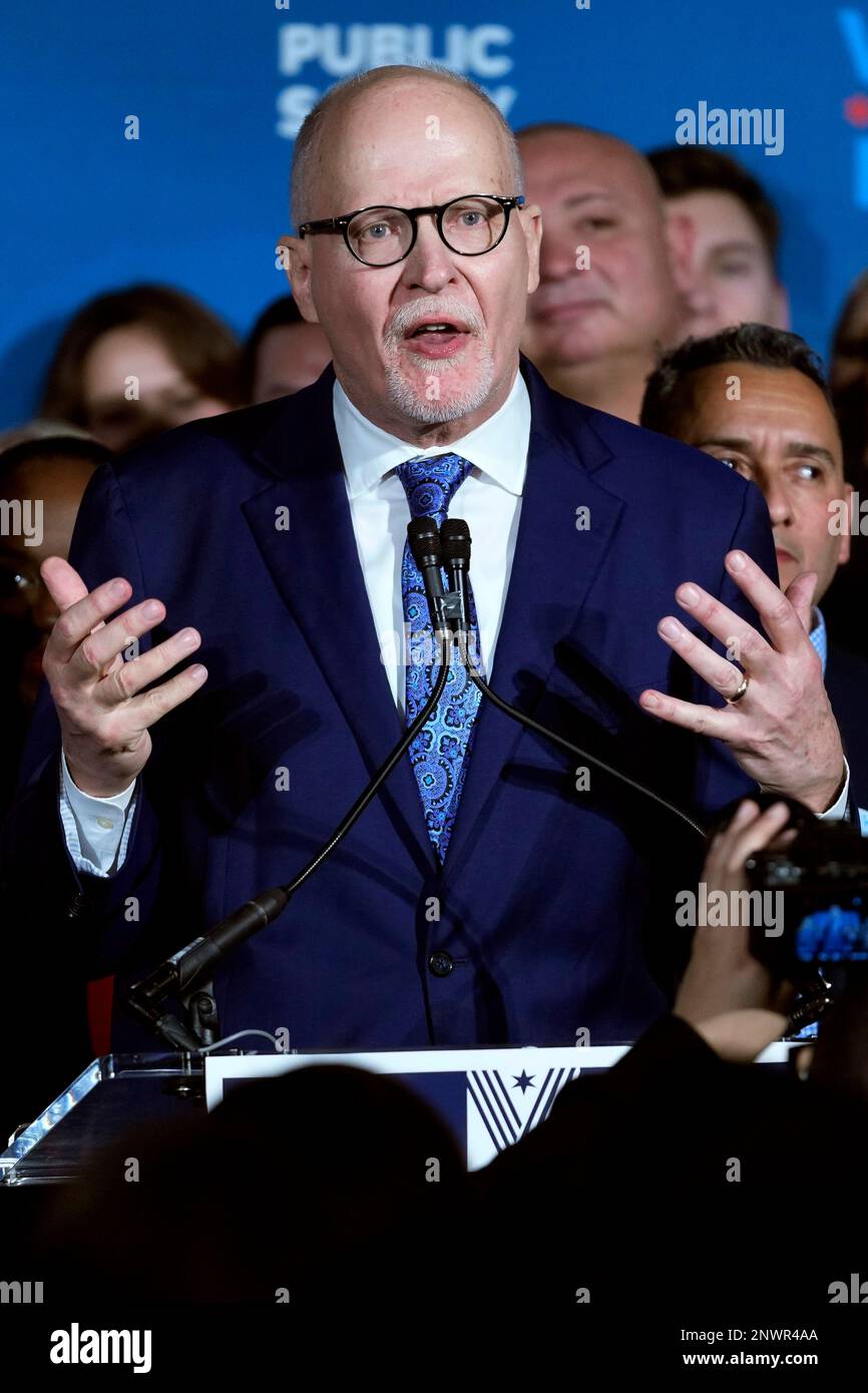 Chicago mayoral candidate Paul Vallas speaks at his election night