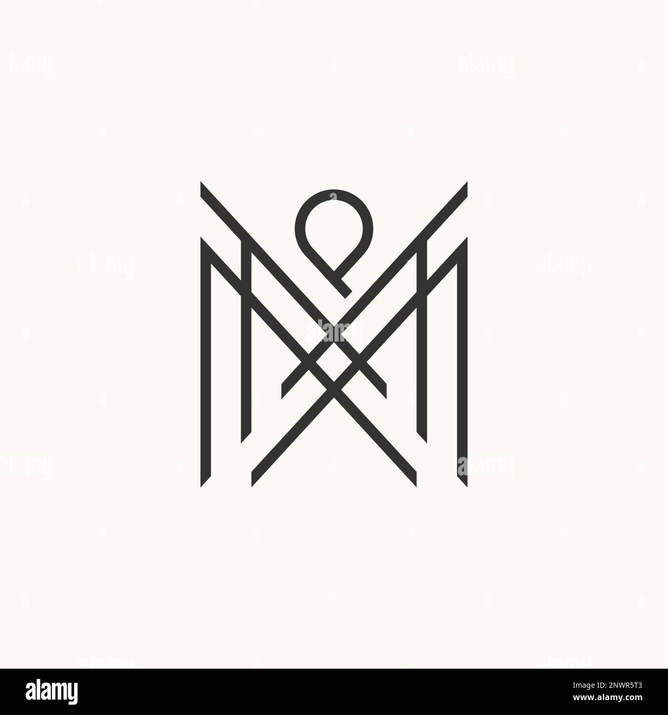 Initial letter PM monogram logo with abstract house shape, simple