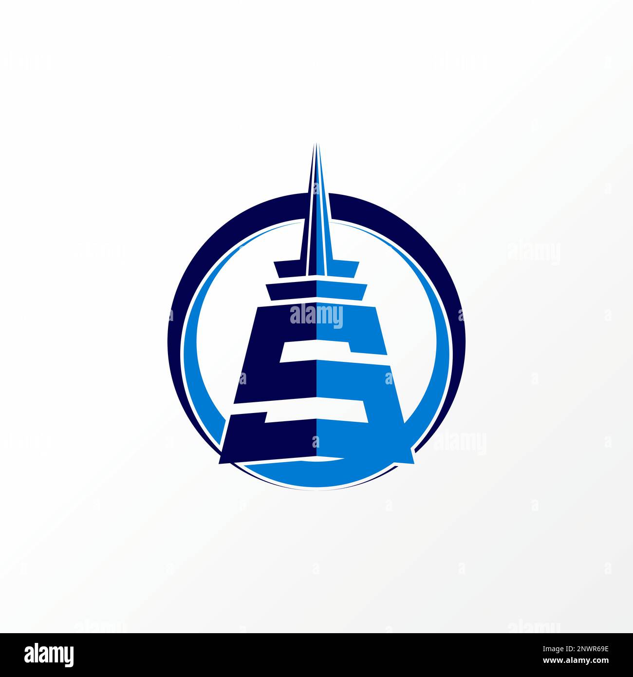 Simple and unique letter or word S font like spire tower in circle ...