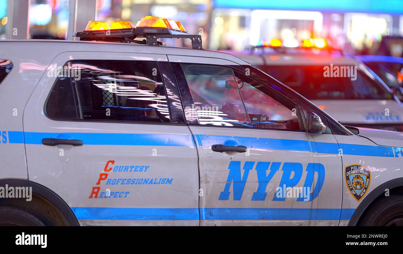 NYPD New York Police Car on duty NEW YORK CITY, USA FEBRUARY 14, 2023 Stock Photo Alamy