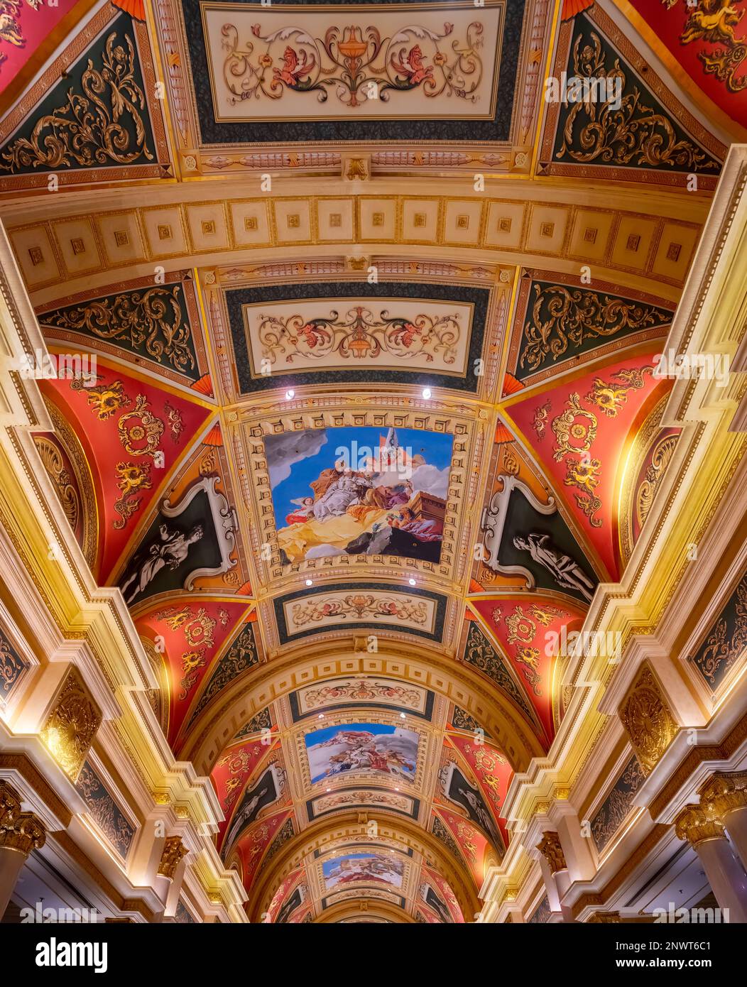 Paintings on the ceiling of the new Venetian casino and Hotel, macau, Macau, China. Stock Photo