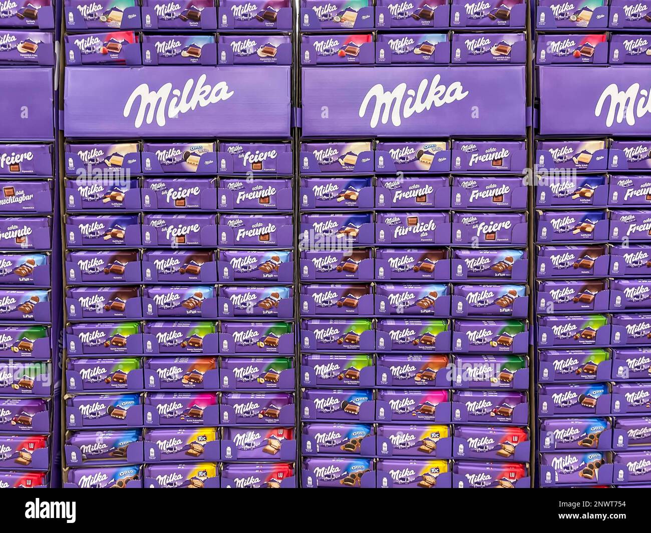 Stuttgart, Germany - March 3, 2021: Milka chocolate chocolates different  types variety background in Germany Stock Photo - Alamy