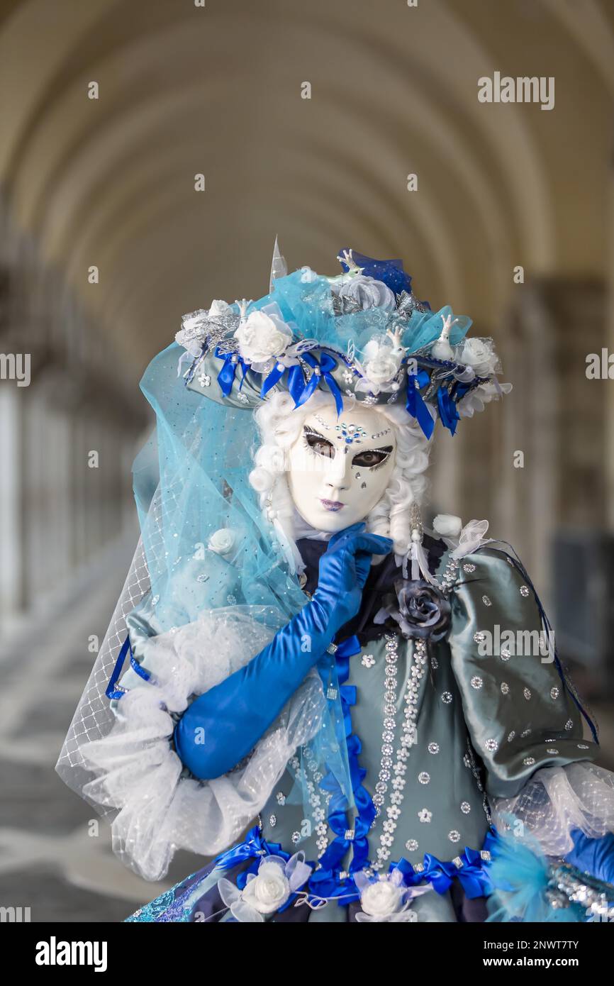 Carnevale di Venezia, elaborate masks and imaginative costumes can be seen all over the city during Carnival, Venice, Italy Stock Photo