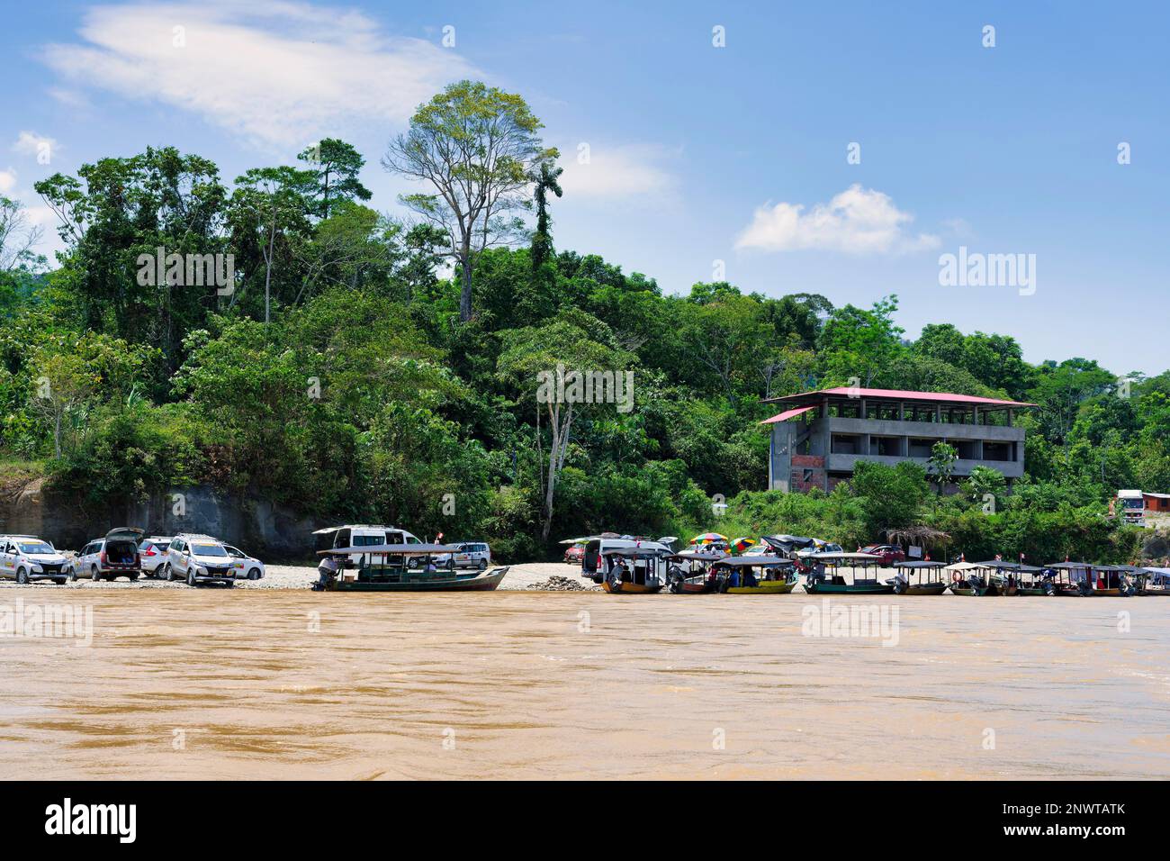 Rio Colorado river crossing near Boca Colorado village, Peruvian Amazon, Peru Stock Photo Alamy