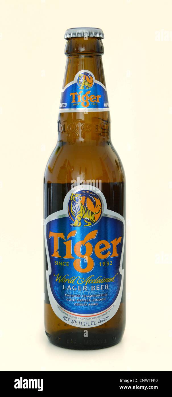 Bottle, Tiger Beer, Japan Stock Photo