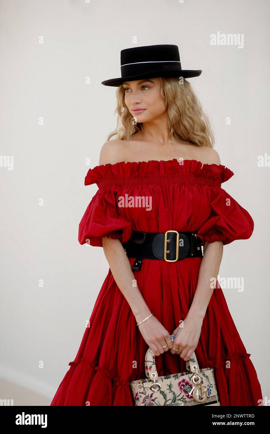 Street style, Rose Bertram arriving at Dior Fall-Winter 2023-2024 show