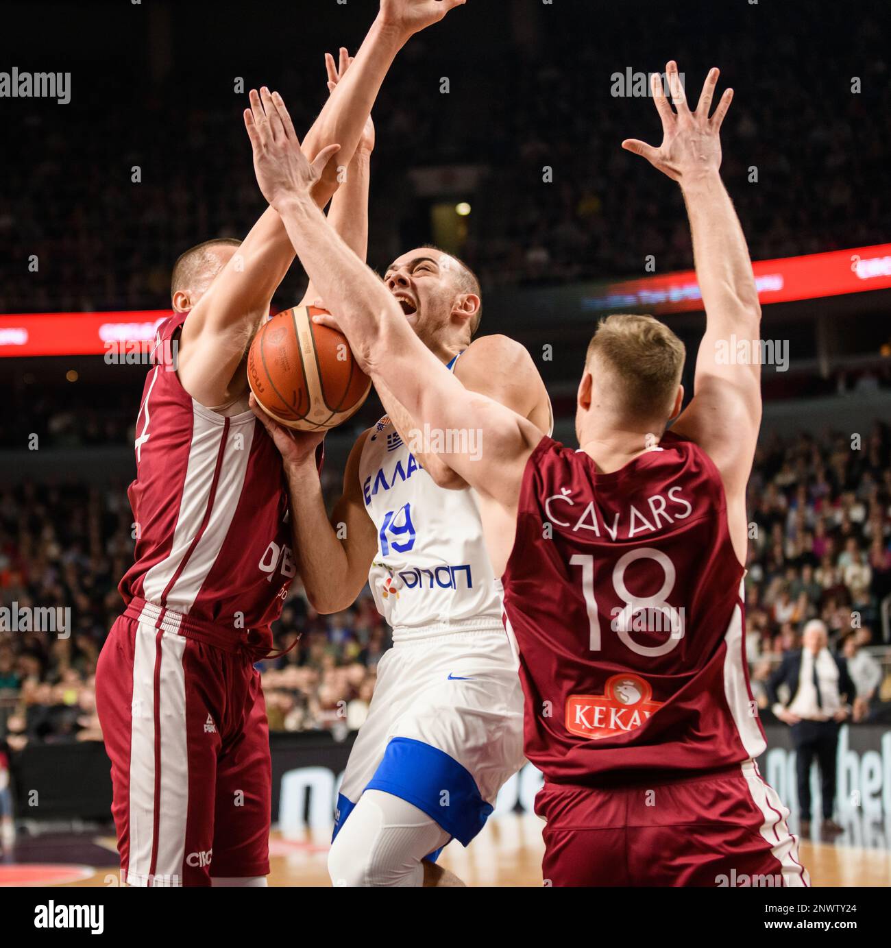 RIGA, LATVIA. 27th February 2023. Latvia vs. Greece, FIBA Basketball World  Cup WORLD Cup Qualifiers game Stock Photo - Alamy