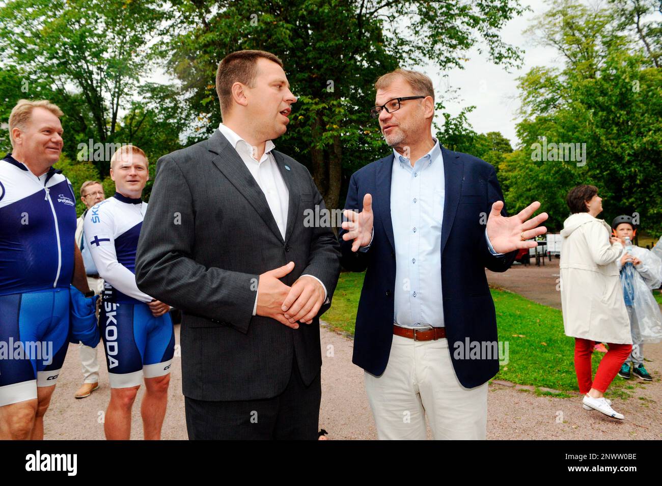 Estonian Prime Minister of Estonia Juri Ratas, center left, and Finland ...