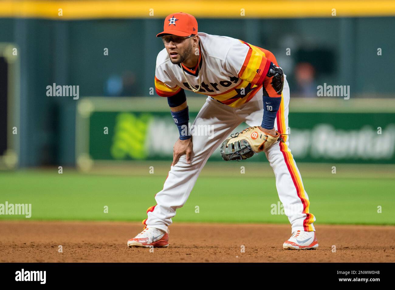 August 10, 2018: Houston Astros first baseman Yuli Gurriel (10) during a  Major League Baseball game between the Houston Astros and the Seattle  Mariners on 1970s night at Minute Maid Park in
