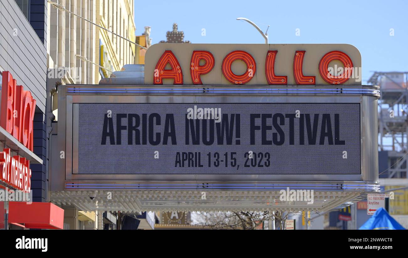 Famous Apollo Theater in Harlem,New York - NEW YORK CITY, USA - FEBRUARY 14, 2023 Stock Photo