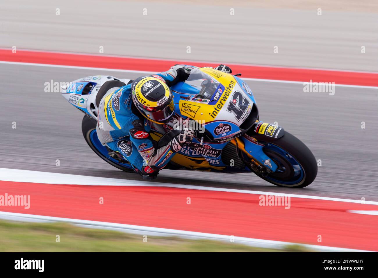 AUSTIN, TX - APRIL 21: EG 0,0 Marc VDS Thomas Luthi (12) in action during  Free Practice 3 for the Grand Prix of the Americas MotoGP race on April 21,  2018 at