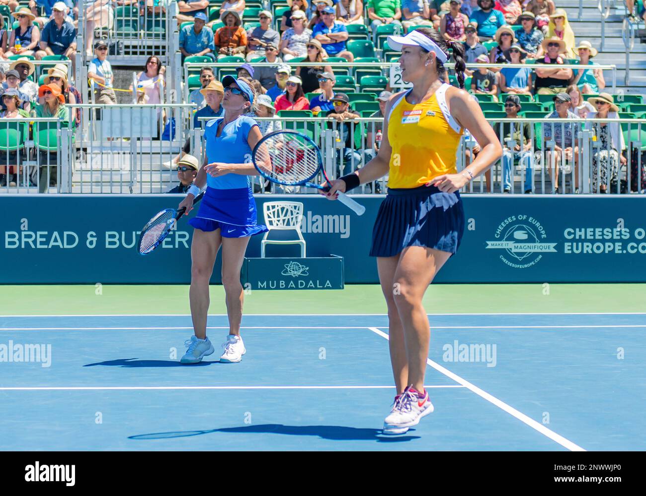 SAN JOSE, CA - AUGUST 05: Kveta Peschke (CZE) and Latisha Chan (TPE) sigh  after winning the WTA Doubles Championship match at the Mubadala Silicon  Valley Classic on the San Jose State