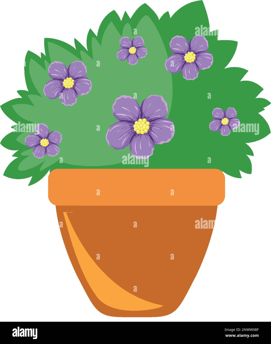 Potted flower bush on white background illustration Stock Vector Image