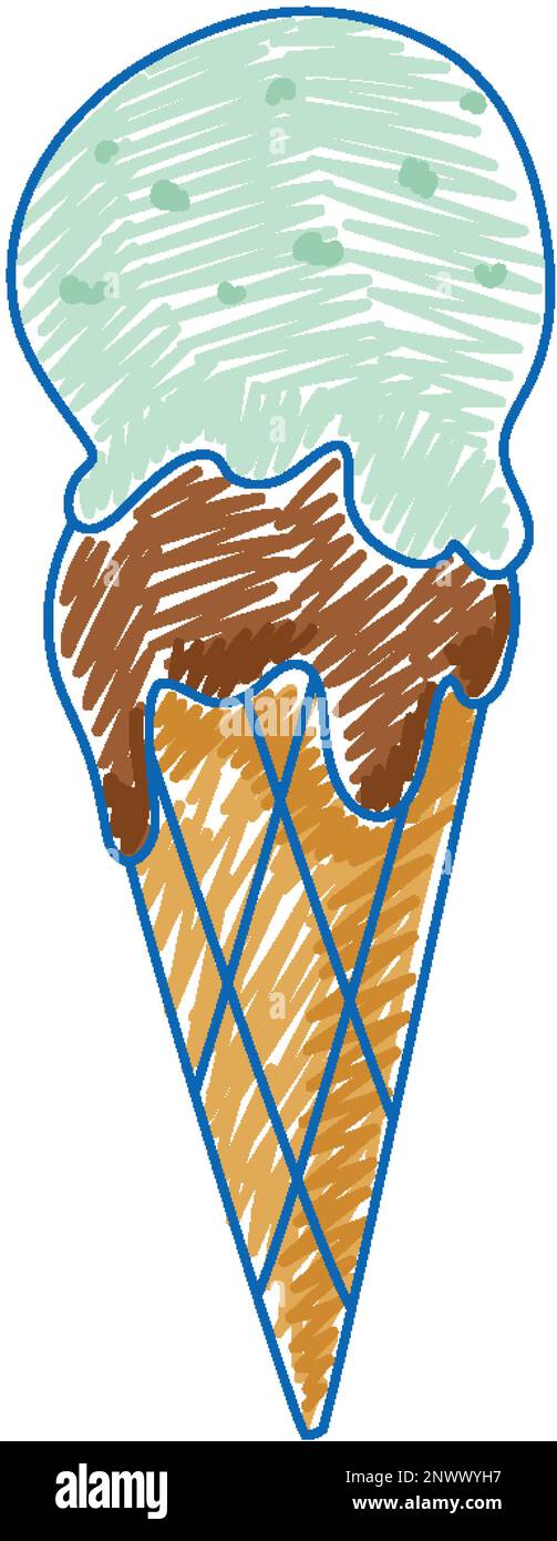 Orange Cartoon Waffle Cone Ice Cream With Colorful Balloons Of Different  Shapes Flat Colored Drawing On A White Background Stock Illustration -  Download Image Now - iStock