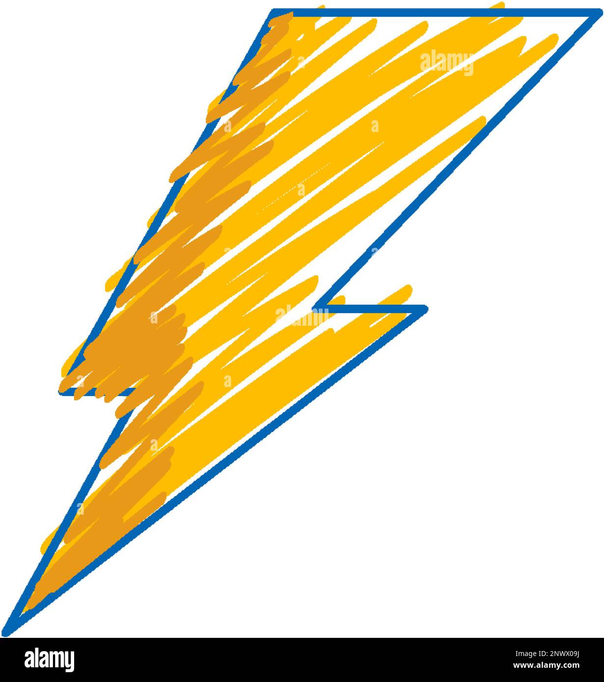 Lightning in pencil colour sketch simple style illustration Stock