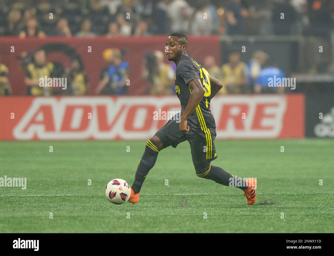ATLANTA GA AUGUST 01 Juventus FC Midfielder Leandro Fernandes 34 Juventus FC Forward zduring the MLS All Star Game between Juventus and the MLS All Stars on August 1 2018 at Mercedes Benz Stadium