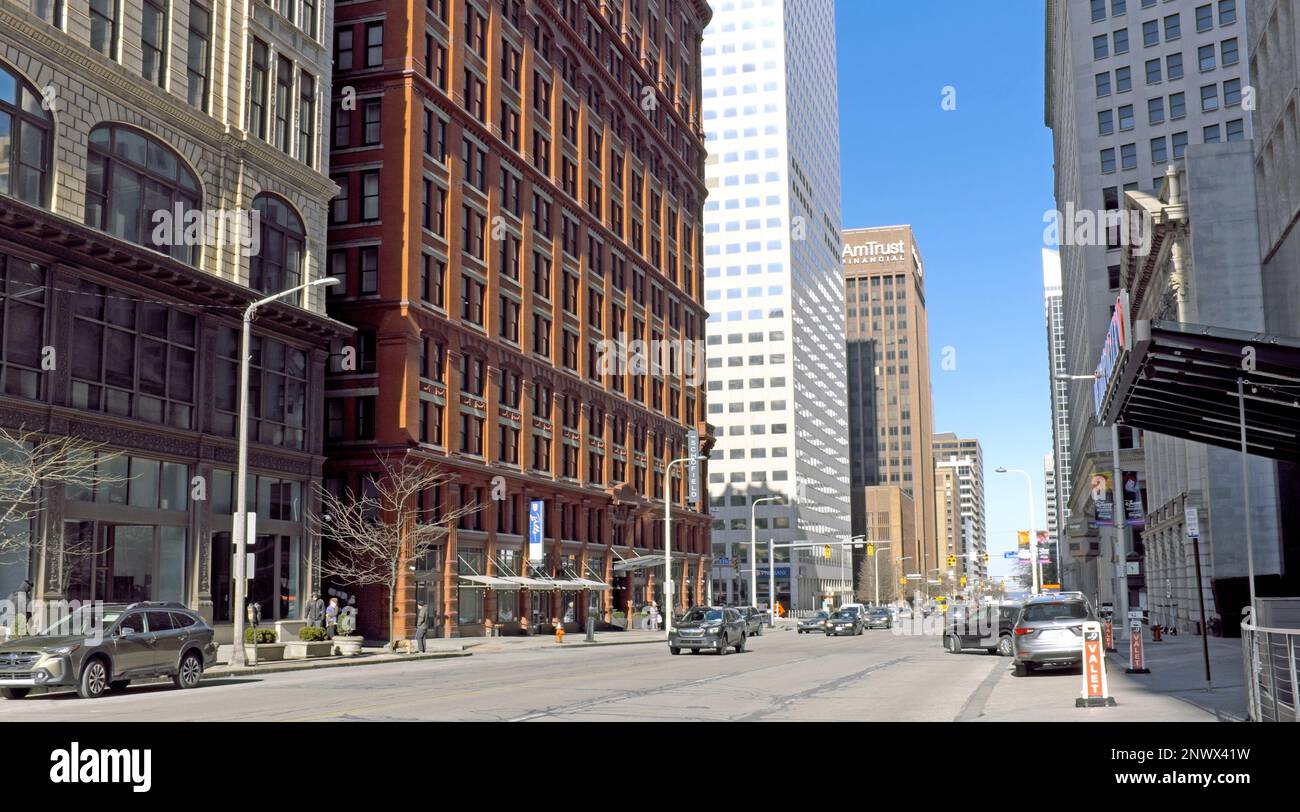 East 9th Street with its mixed architectural styled buildings in