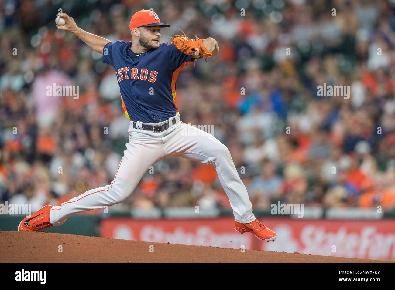 Houston Astros pitcher Lance McCullers Jr. (43) signs a fan's jersey before  the MLB game between the Houston Astros and the Seattle Mariners on Tuesda  Stock Photo - Alamy