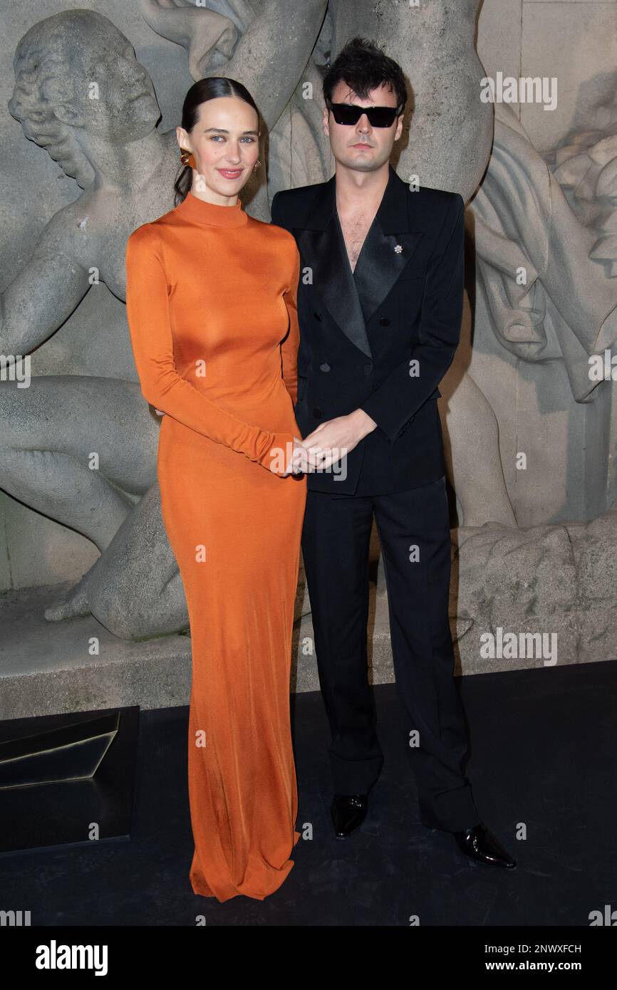 Devon Lee Carlson and Duke Nicholson attending the Saint Laurent Womenswear Fall Winter 2023-2024 show as part of Paris Fashion Week in Paris, France on February 28, 2023. Photo by Aurore Marechal/ABACAPRESS.COM Stock Photo