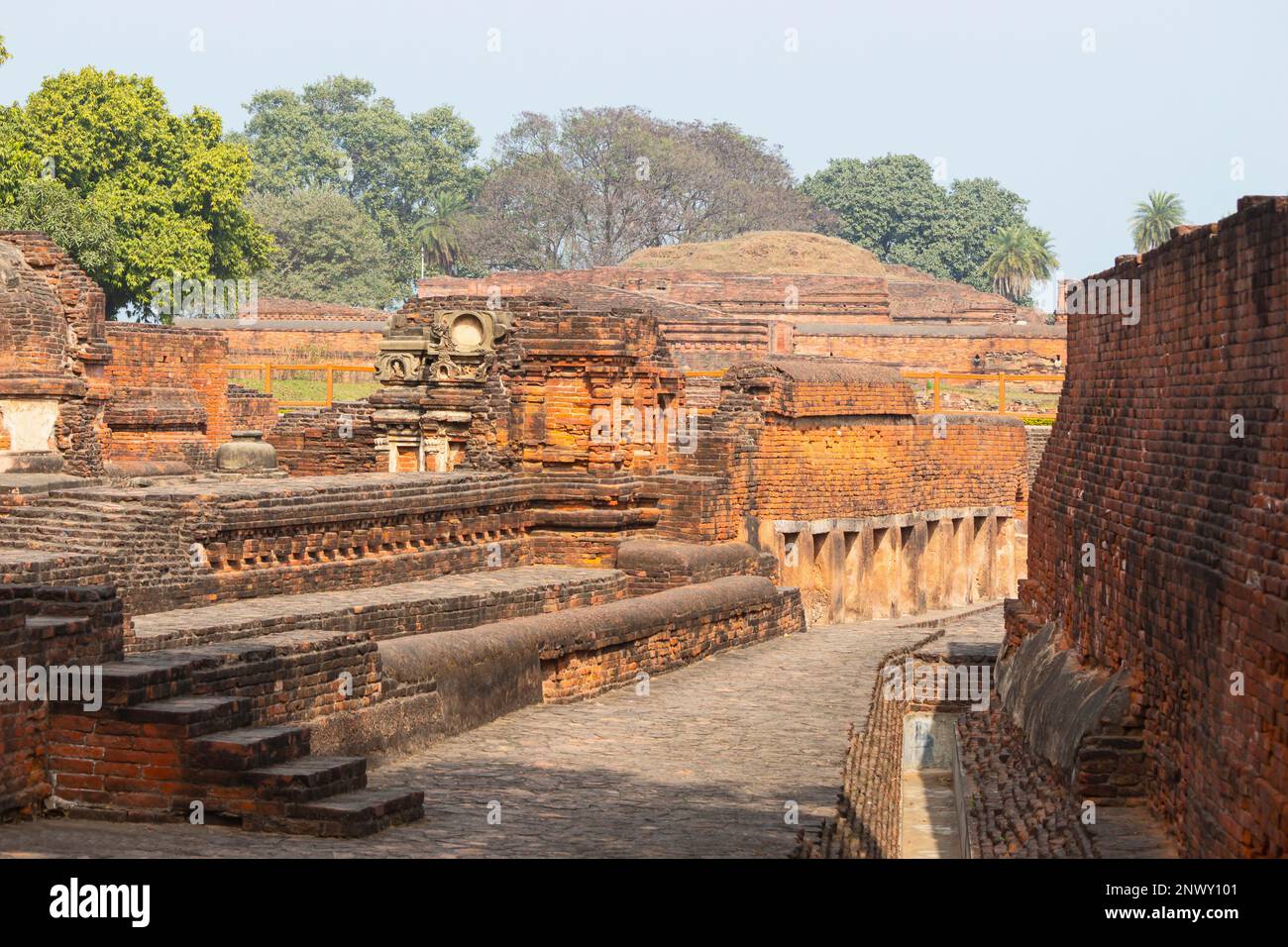 View of Ruins of Nalanda University, Rajgir, Nalanda, Bihar, India Stock Photo