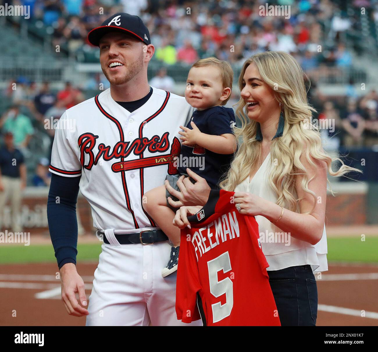 Atlanta Braves All-Star Freddie Freeman is presented his All-Star