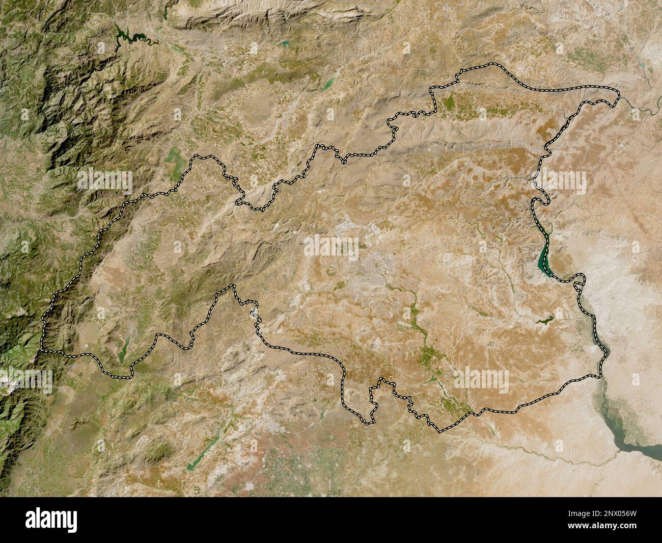 Gaziantep, province of Turkiye. Low resolution satellite map Stock Photo
