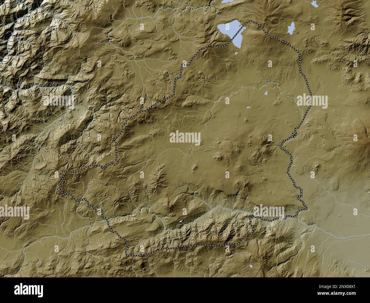 Kars, province of Turkiye. Elevation map colored in wiki style with