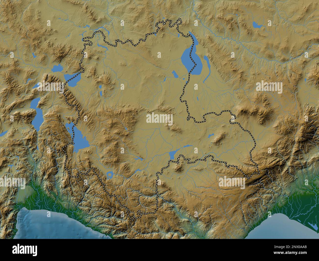 Turkiye Rivers Konya, province of Turkiye. Colored elevation map with lakes and rivers ...
