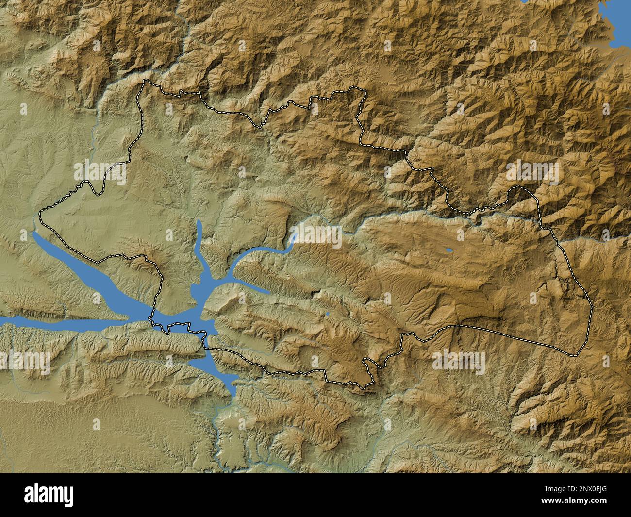 Turkiye Rivers Siirt, province of Turkiye. Colored elevation map with lakes and rivers ...