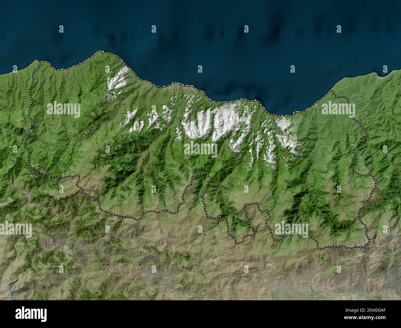 Trabzon, province of Turkiye. High resolution satellite map Stock Photo