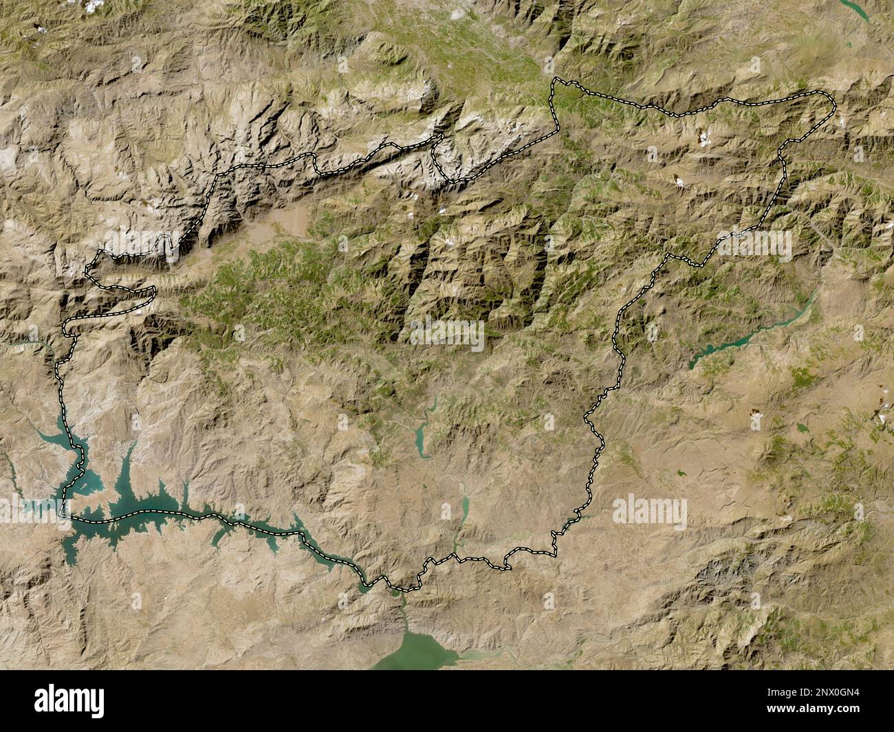 Tunceli, province of Turkiye. Low resolution satellite map Stock Photo ...