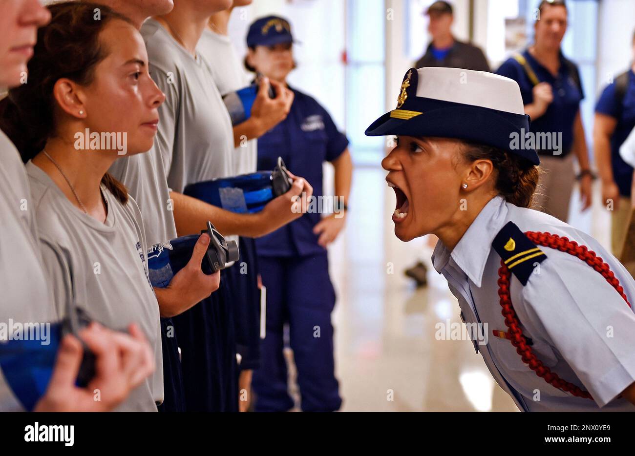 U.S. Coast Guard Academy cadet second class Angelou Dunton, right
